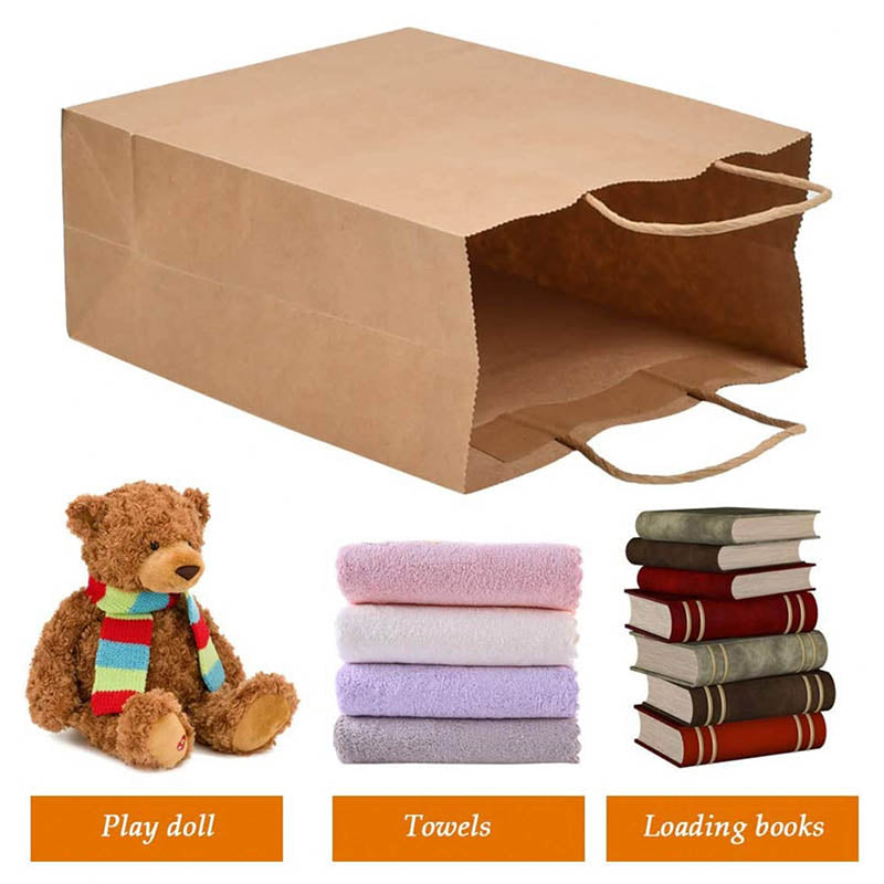 50pcs Kraft Paper Gift Bags with Rope Handles