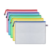 16 Pcs A4 Transparent Mesh File Bags with Zipper Waterproof PVC
