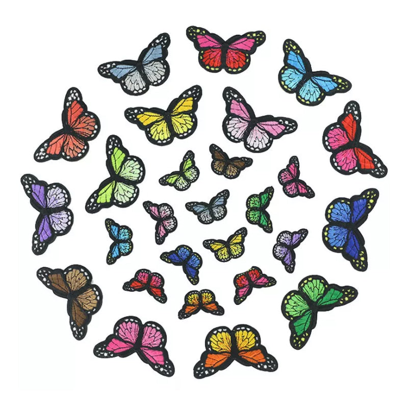 20 Pcs Butterfly Embroidered Patches Applique Mixed Colours