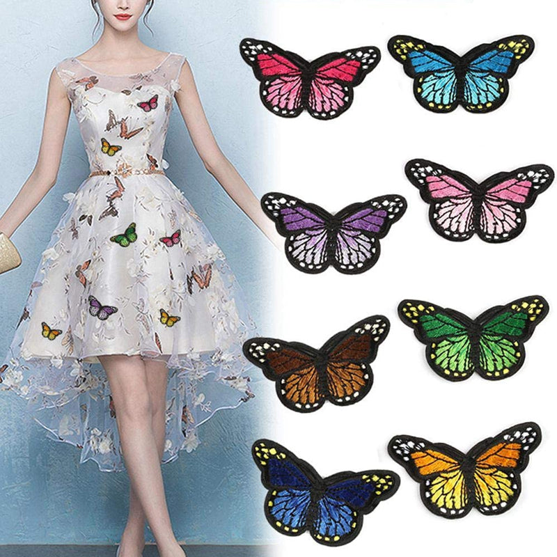 20 Pcs Butterfly Embroidered Patches Applique Mixed Colours