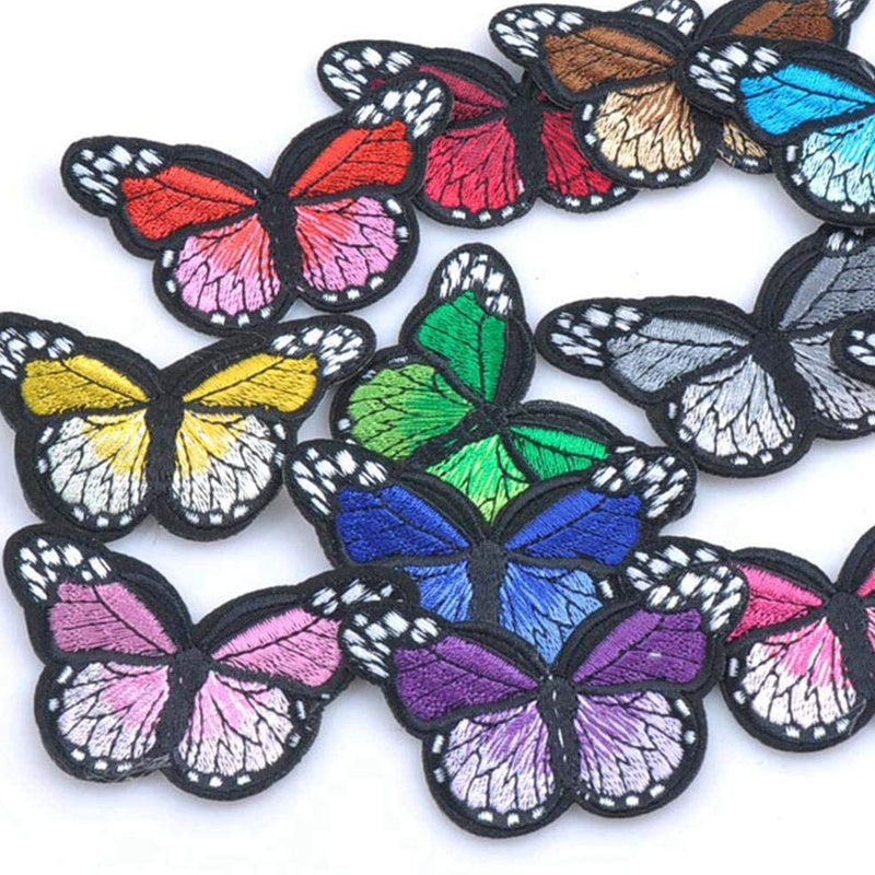 20 Pcs Butterfly Embroidered Patches Applique Mixed Colours