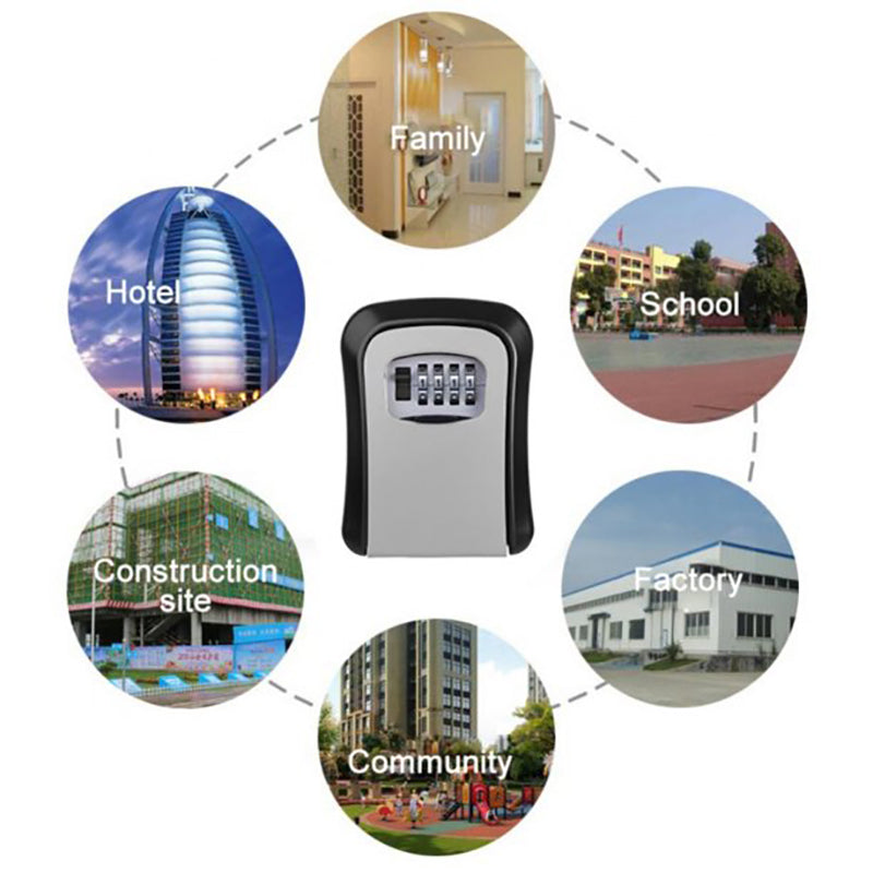 4 Digit Key Storage Box Wall Mounted Metal Secure Combination Lock