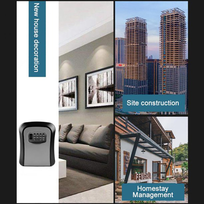 4 Digit Key Storage Box Wall Mounted Metal Secure Combination Lock