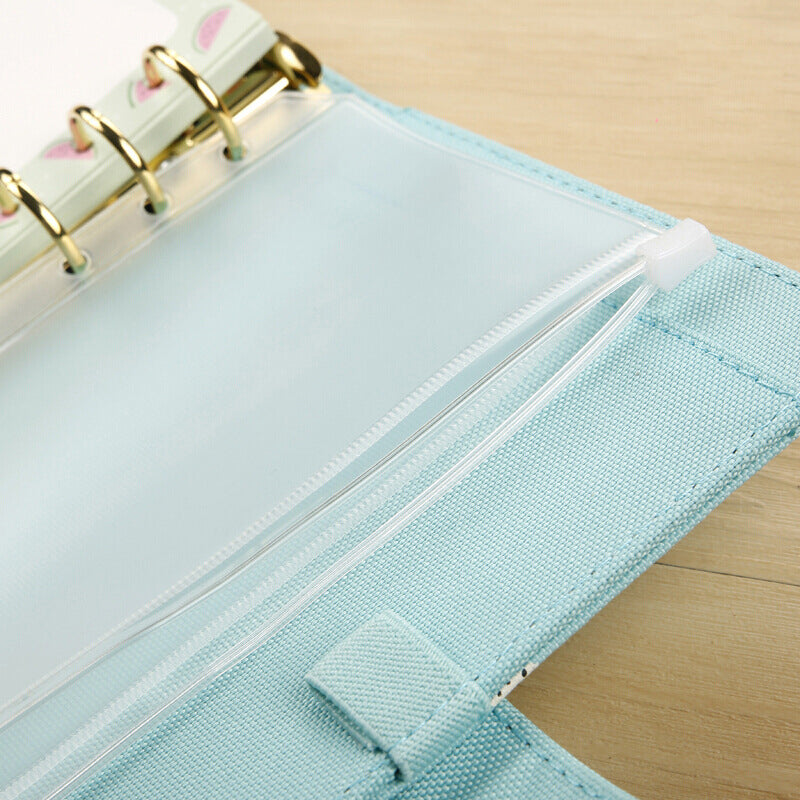 12 Pcs Clear PVC 6-Hole Zipper Binder Pockets A5 A6 A7