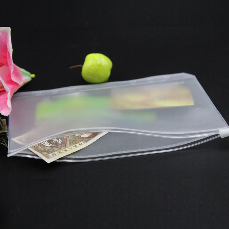 12 Pcs Clear PVC 6-Hole Zipper Binder Pockets A5 A6 A7