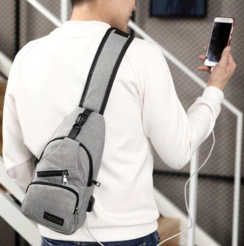 Men's Chest Bag Sling Backpack with USB Charging
