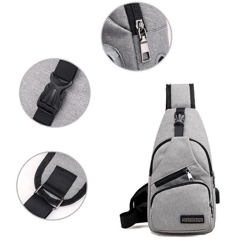 Men's Chest Bag Sling Backpack with USB Charging