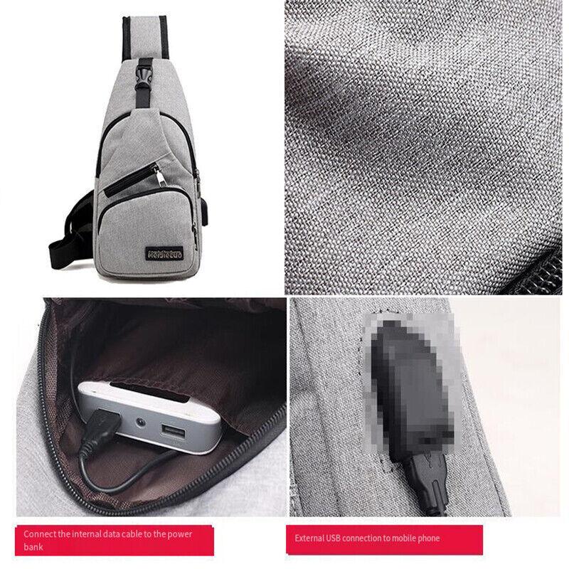 Men's Chest Bag Sling Backpack with USB Charging