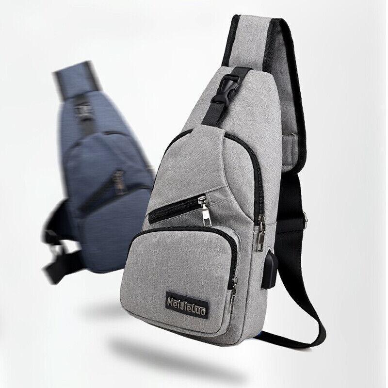 Men's Chest Bag Sling Backpack with USB Charging