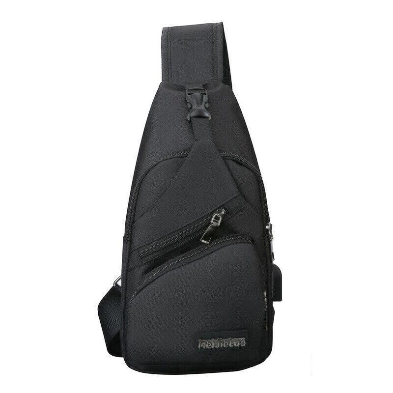 Men's Chest Bag Sling Backpack with USB Charging