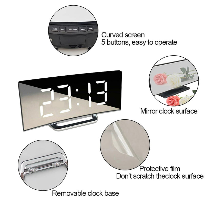 LED Digital Alarm Clock Snooze Temperature Display