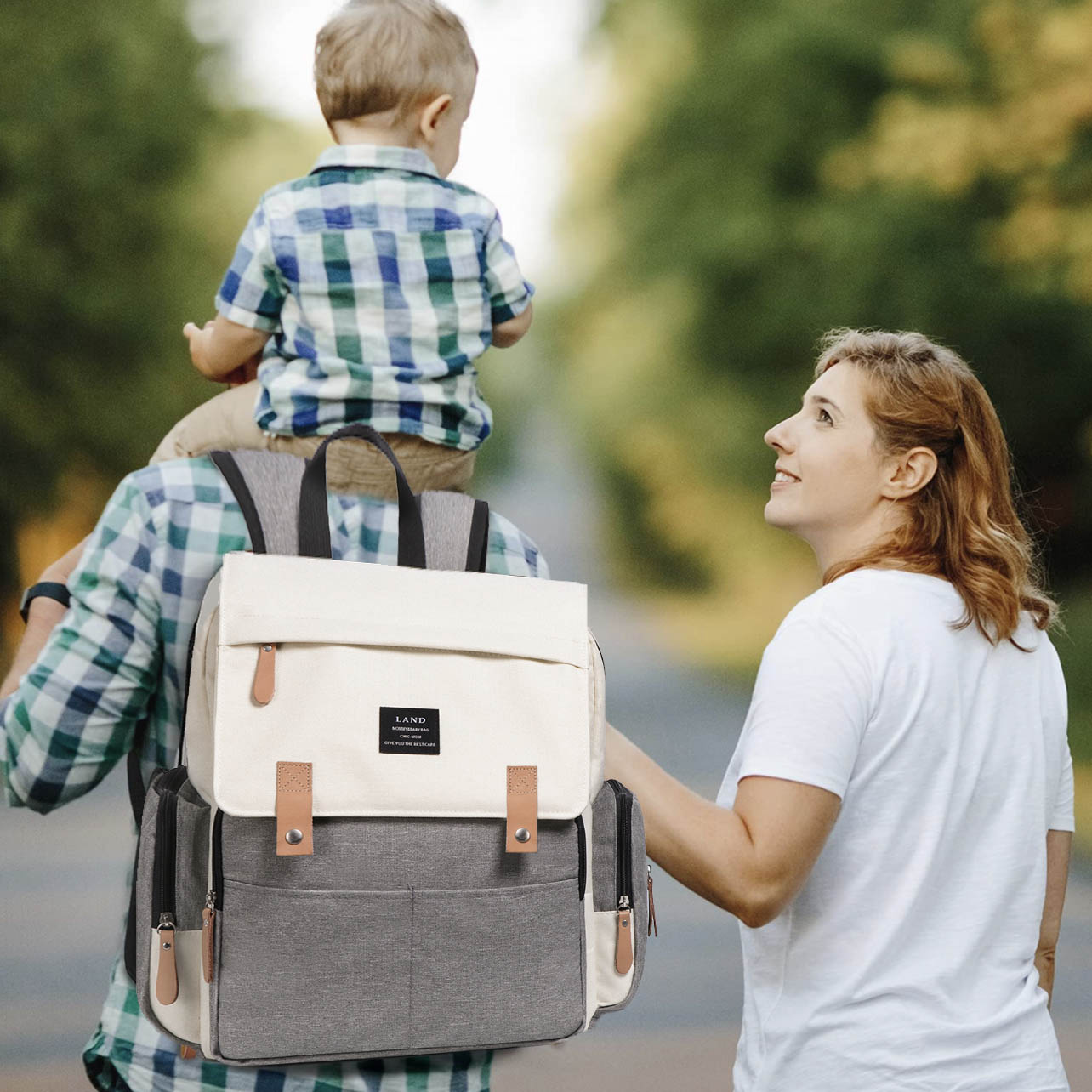 Multifunctional Diaper Backpack Oxford Cloth Mummy Bag with Changing Pad