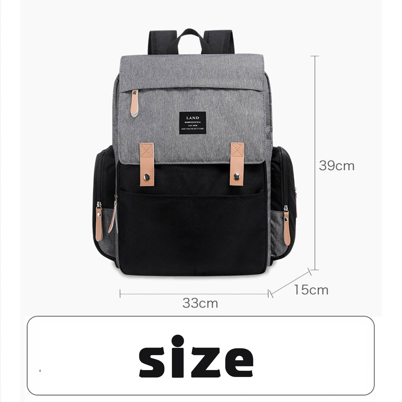 Multifunctional Diaper Backpack Oxford Cloth Mummy Bag with Changing Pad