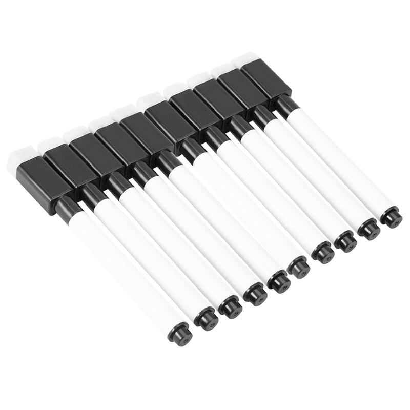 10 Pcs Black Whiteboard Marker Pens With Magnetic Lid