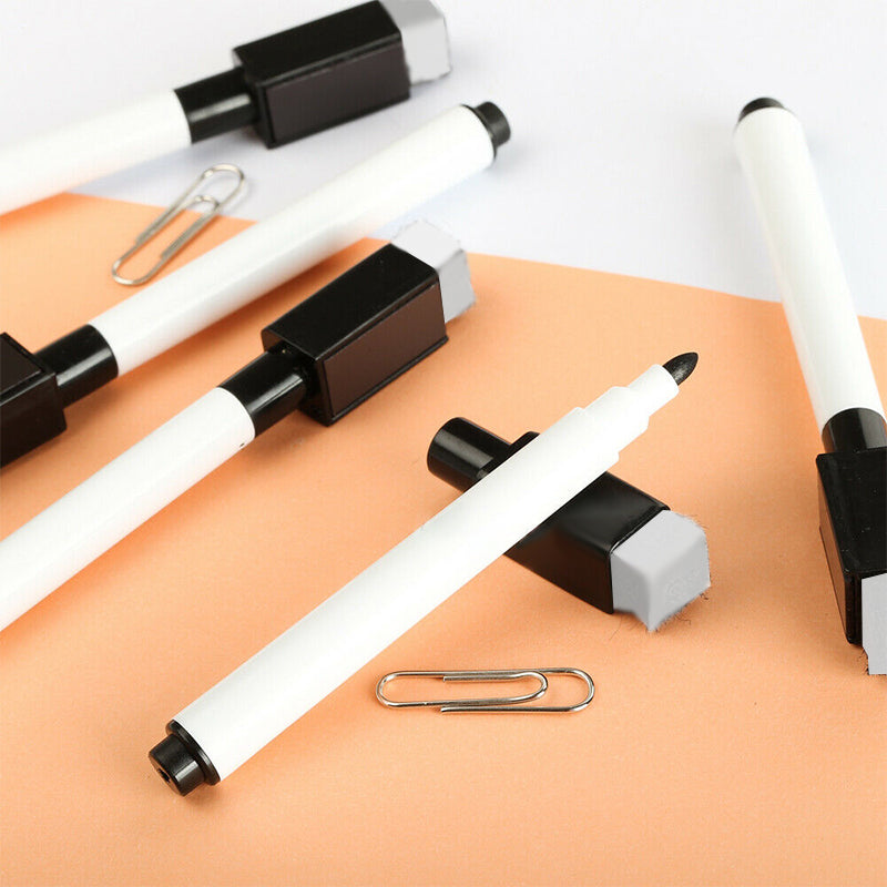 10 Pcs Black Whiteboard Marker Pens With Magnetic Lid