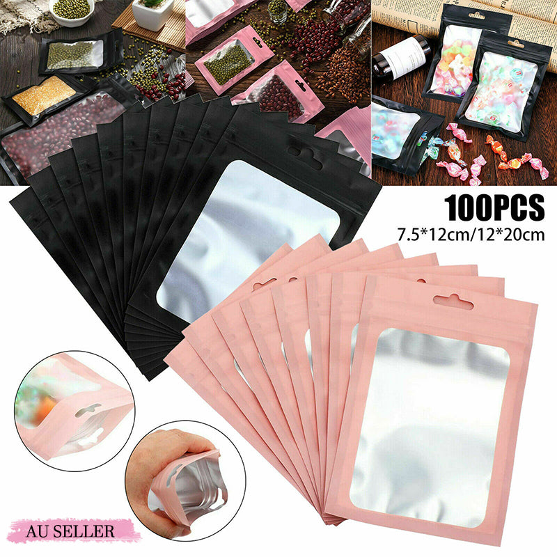 200pcs Resealable Aluminium Foil Zip Lock Bags