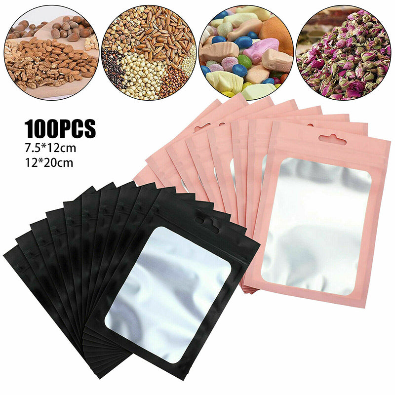 200pcs Resealable Aluminium Foil Zip Lock Bags