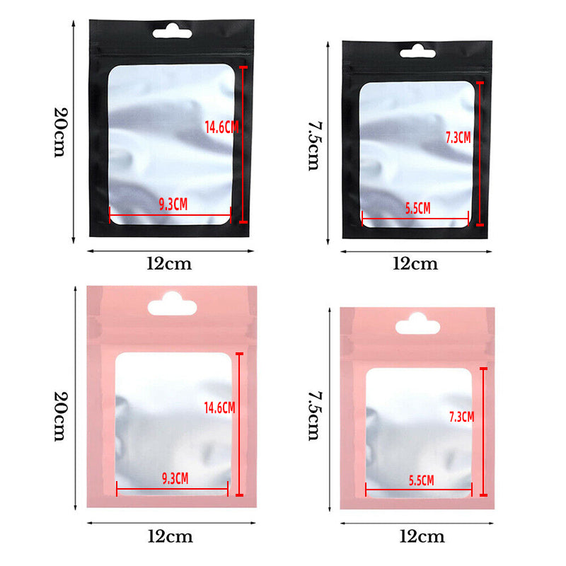 200pcs Resealable Aluminium Foil Zip Lock Bags