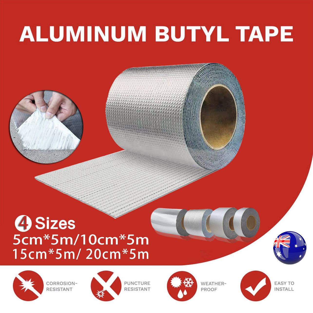 5m Butyl Rubber Aluminium Foil Waterproof Tape for Roof and Pipe Repair