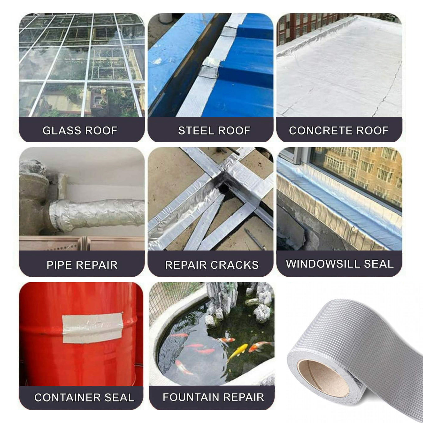 5m Butyl Rubber Aluminium Foil Waterproof Tape for Roof and Pipe Repair