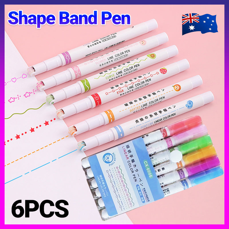6 Pcs Dual Tip Pens Colored Markers with 6 Curve Shapes
