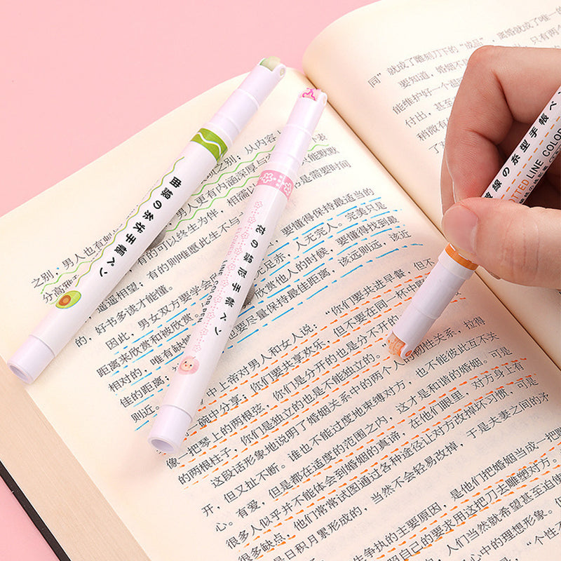 6 Pcs Dual Tip Pens Colored Markers with 6 Curve Shapes