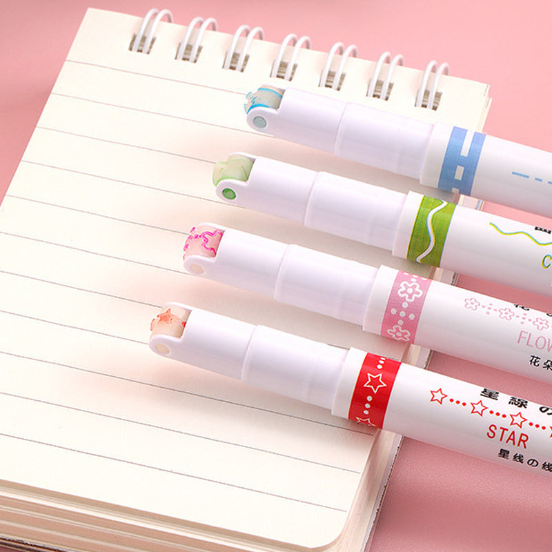 6 Pcs Dual Tip Pens Colored Markers with 6 Curve Shapes