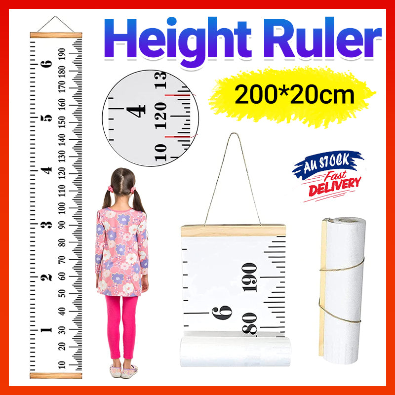 Kids Height Growth Ruler Chart Canvas Wooden Hanging