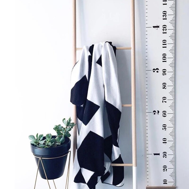 Kids Height Growth Ruler Chart Canvas Wooden Hanging
