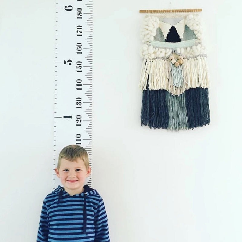 Kids Height Growth Ruler Chart Canvas Wooden Hanging
