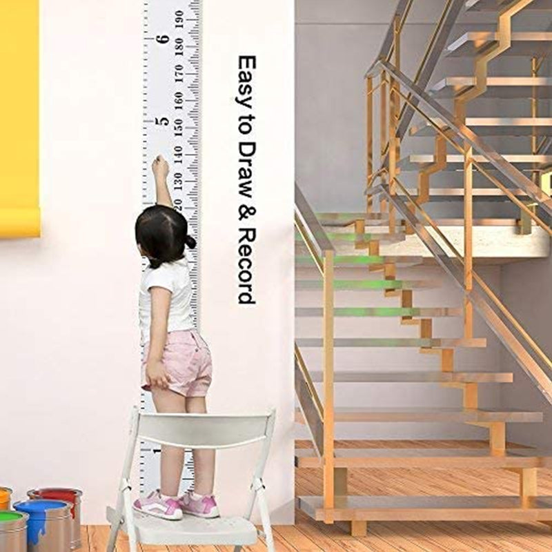 Kids Height Growth Ruler Chart Canvas Wooden Hanging