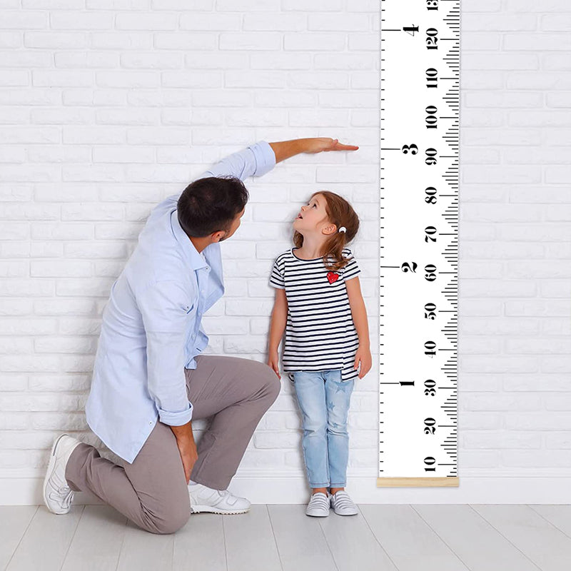 Kids Height Growth Ruler Chart Canvas Wooden Hanging