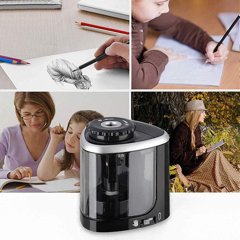 Electric Pencil Sharpener with 2 Blades Battery Powered Desktop