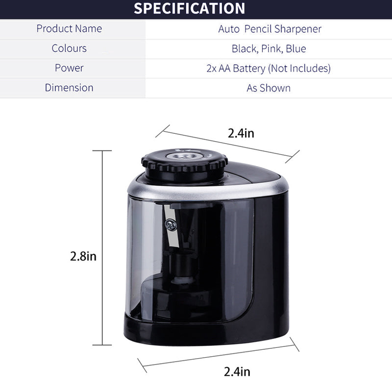 Electric Pencil Sharpener with 2 Blades Battery Powered Desktop