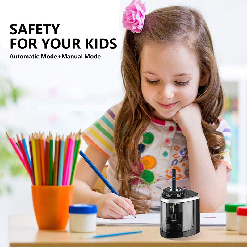 Electric Pencil Sharpener with 2 Blades Battery Powered Desktop
