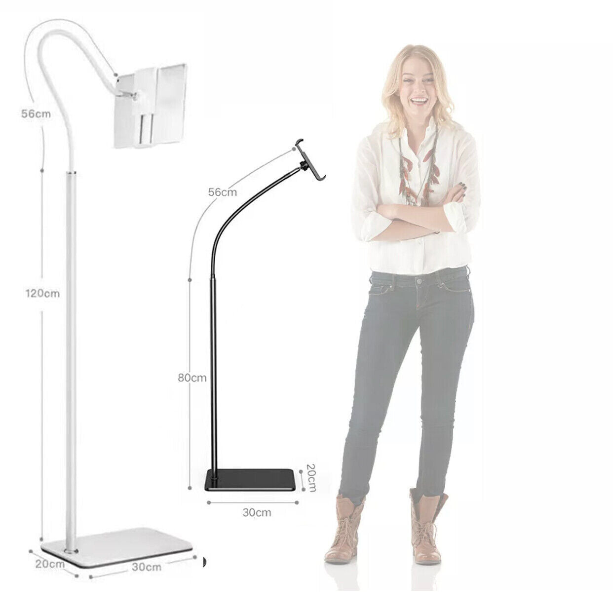 Adjustable Floor Stand Holder with Flexible Arm for Phone Tablet iPad