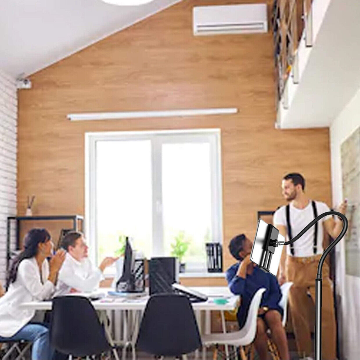 Adjustable Floor Stand Holder with Flexible Arm for Phone Tablet iPad