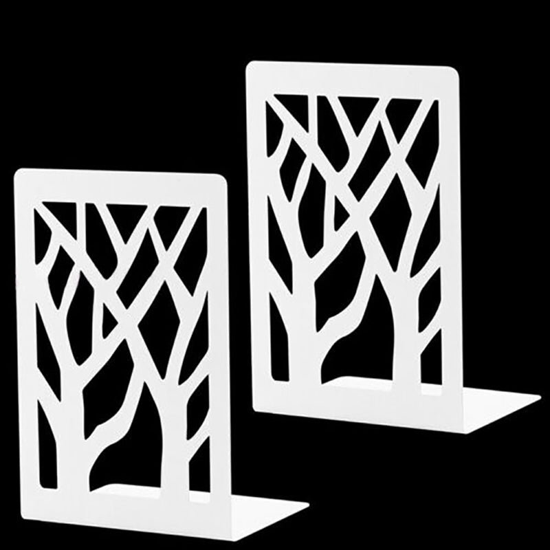 1 Pair Metal Bookends with Non-Slip Base and Tree Design