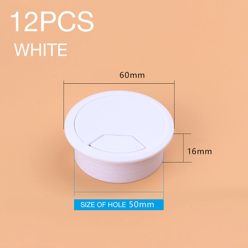 12 Pcs Desk Cable Grommet Covers Plastic 50mm Round Ports