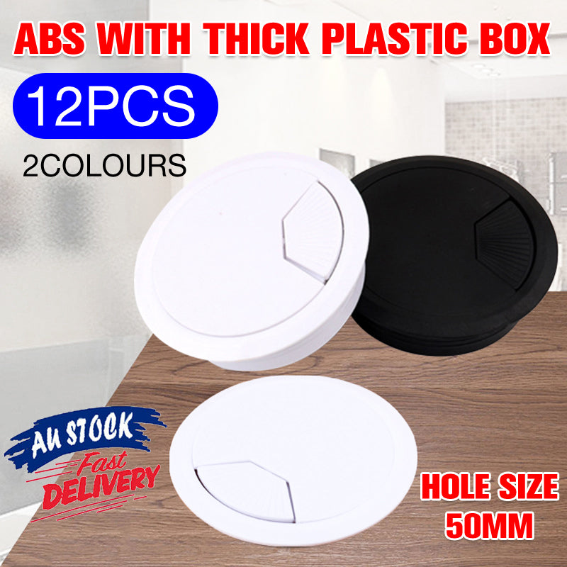 12 Pcs Desk Cable Grommet Covers Plastic 50mm Round Ports