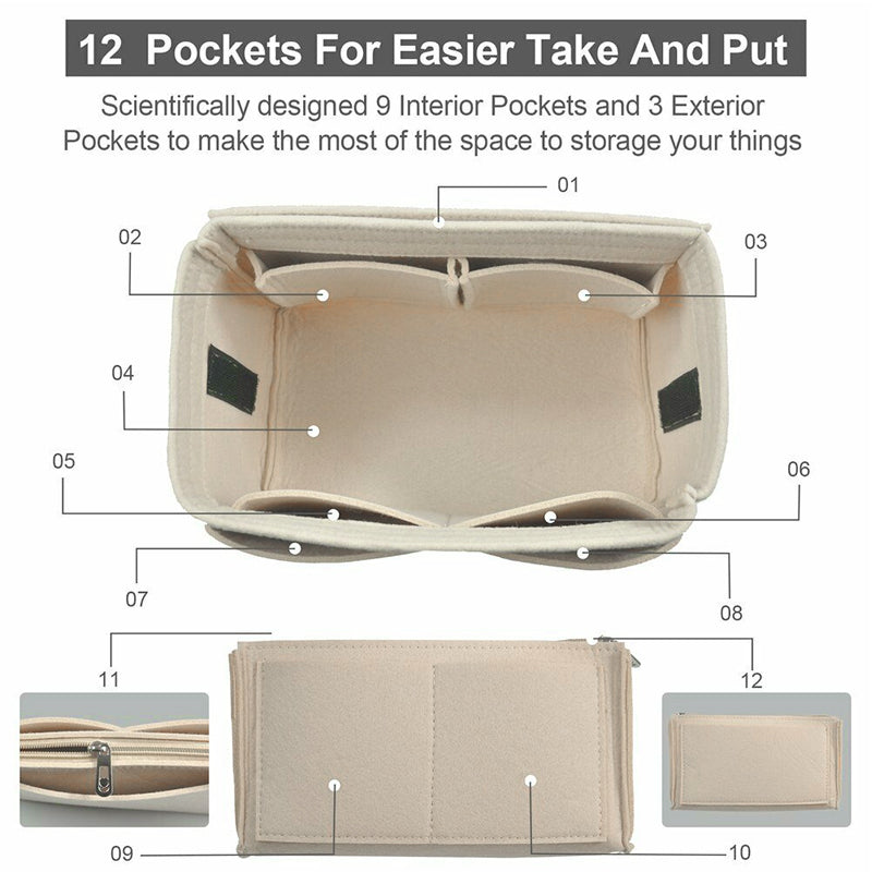 Felt Handbag Organizer Insert for Speedy Neverfull