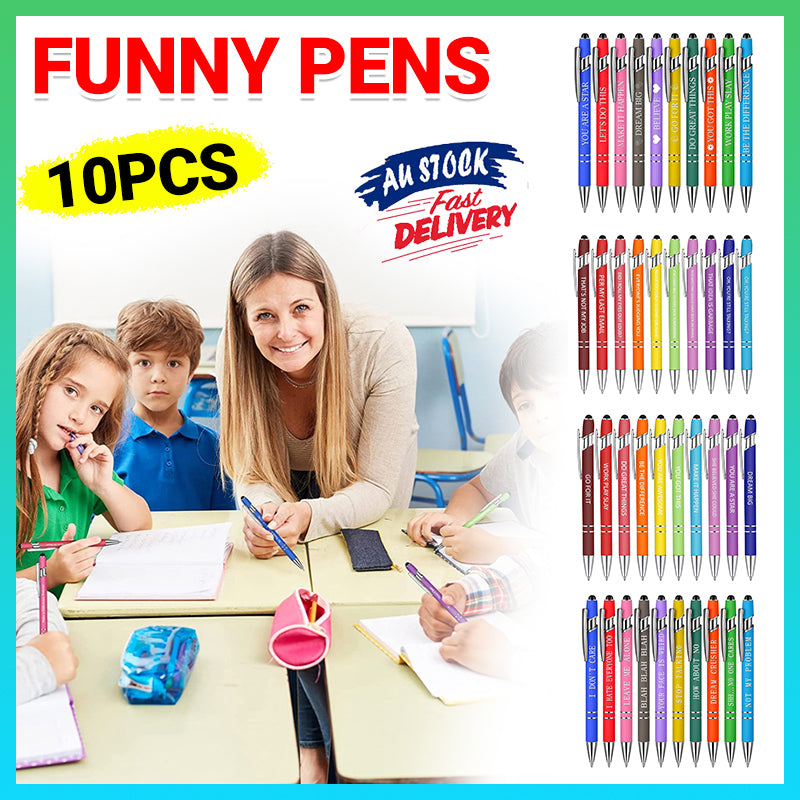 10 Pcs Funny Swear Word Pen Set Black Ink Writing Pen Office Gift