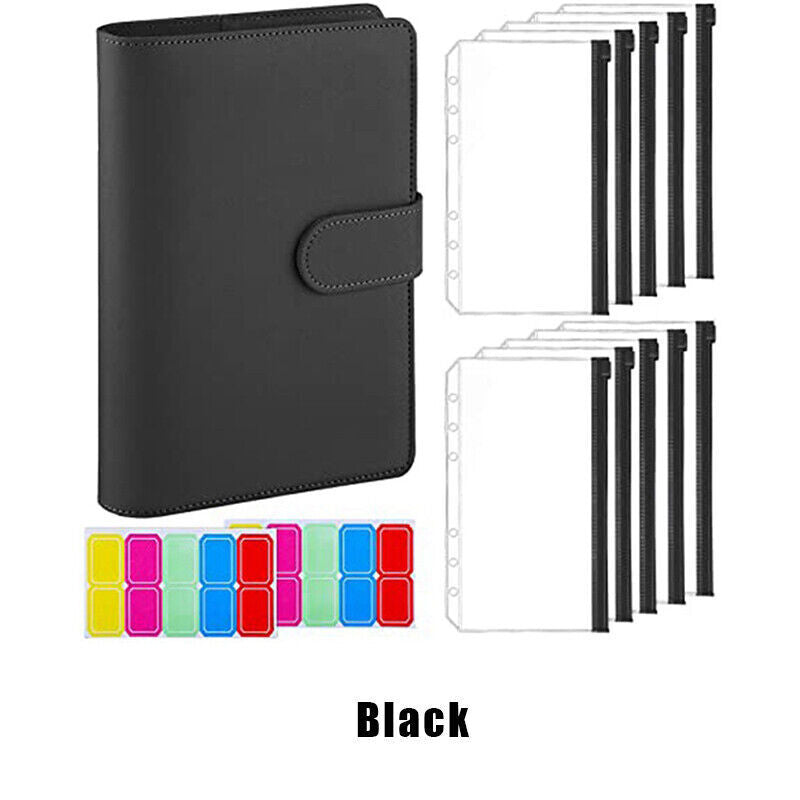 PU Leather Binder Cover Cash Envelope Planner with Pockets