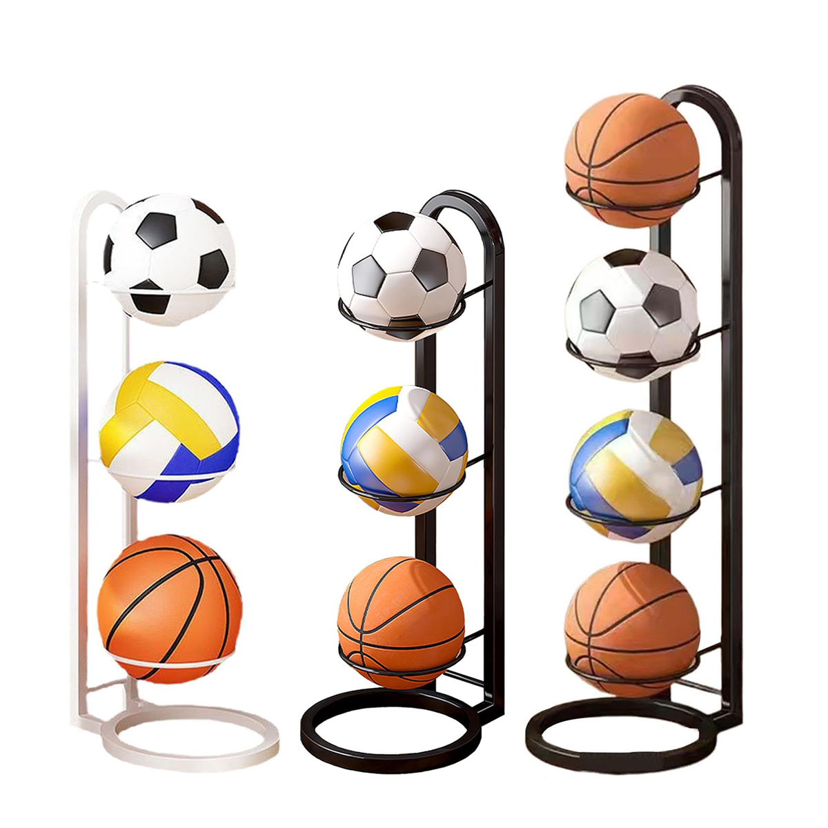 3-4 Tier Ball Storage Rack for Basketball Sports