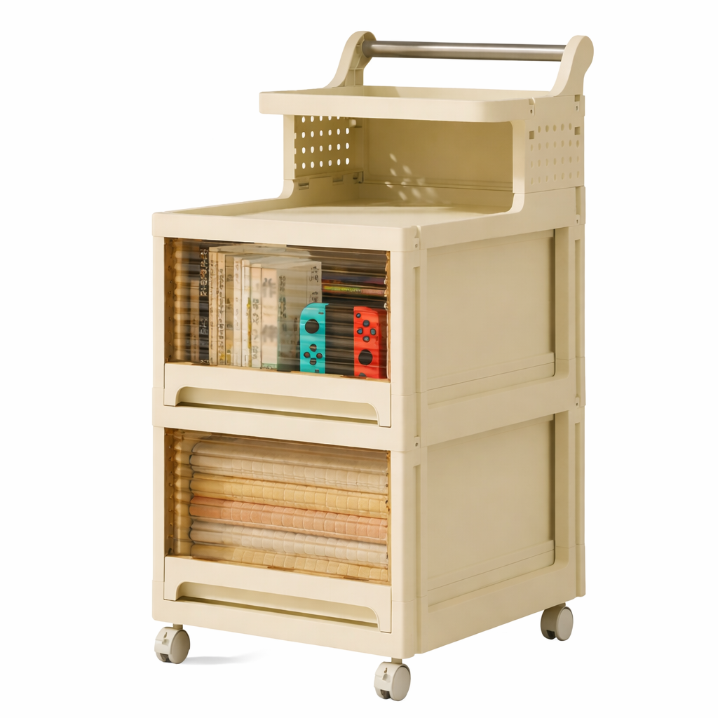 4-Tier Storage Trolley Transparent Drawers on Wheels