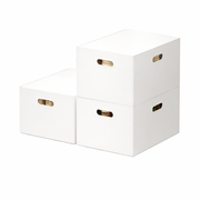 Portable White Storage Box with Handles Home Office