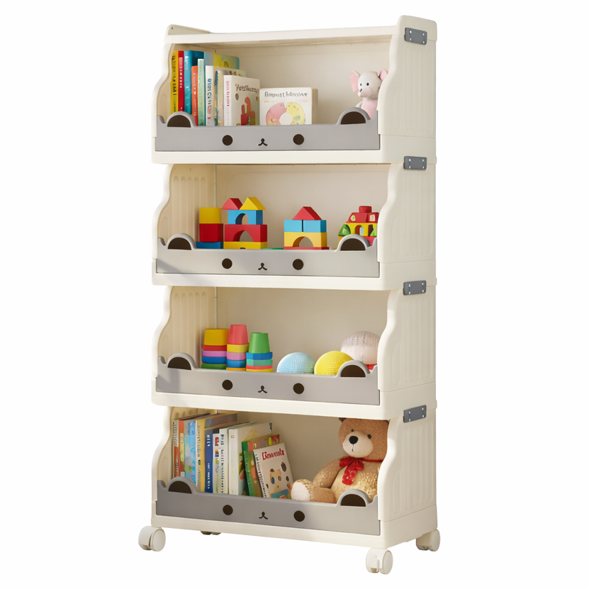 Multi-Tier Foldable Storage Rack Lockable Wheels