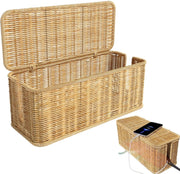 Cable Management Box with Flip Cover Rattan Design