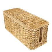 Cable Management Box with 180° Flip Cover Rattan 31×12.5×13cm