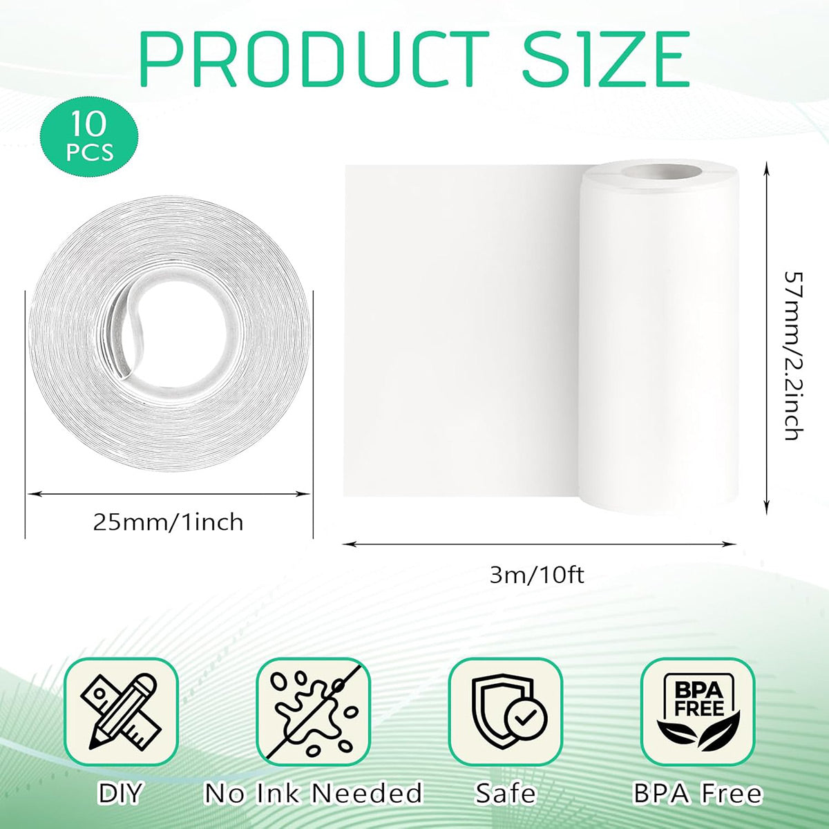 10-30 Rolls Thermal Sticker Paper Labels 57mm